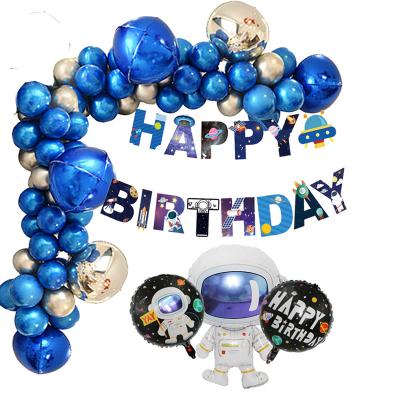 China Party Decoraive 110pcs Astronaut Theme Children's Birthday Latex Balloon Kit Sky Series Foil Balloon Set With Paper Banner for sale