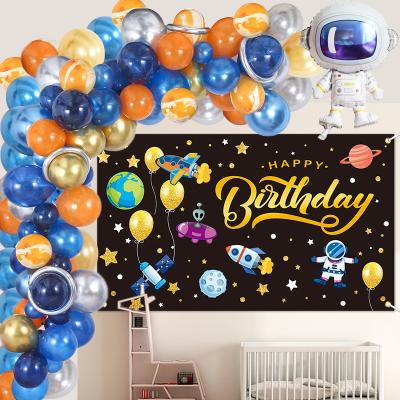 China Party Decoration Cartoon Astronaut Foil Balloon Astronaut Theme Boy Birthday Party Decoration Latex Balloon Set for sale