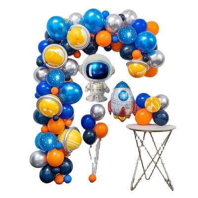 China Party Decoration Cartoon Astronaut Rocket Foil Balloon Birthday Set Boy Astronaut Theme Party Stage Props Latex Balloon Arch for sale