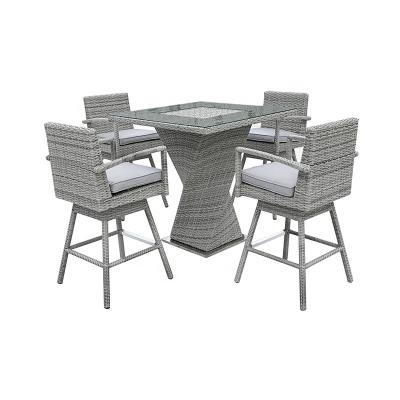 China Modern Outdoor Garden Alum Rattan 5pcs Barset Furniture With Ice Bucket Table for sale