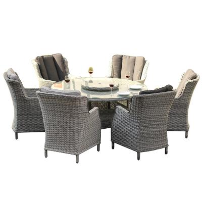 China Garden Set Outdoor Garden Furniture Round Table With Lazy Susan Rattan Dinning Set for sale