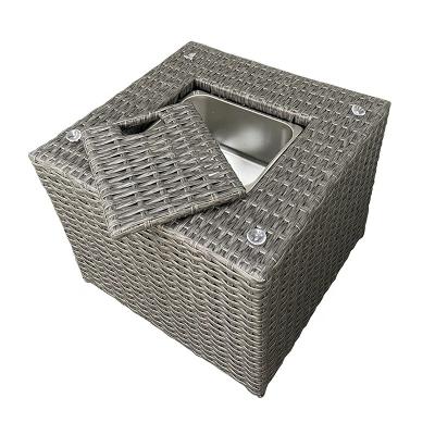 China Modern Alum Rattan Wicker Square Ice Bucket Side Table for sale