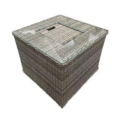 China Modern Alum Rattan Wicker Square Side Coffee Table With Ice Bucket for sale