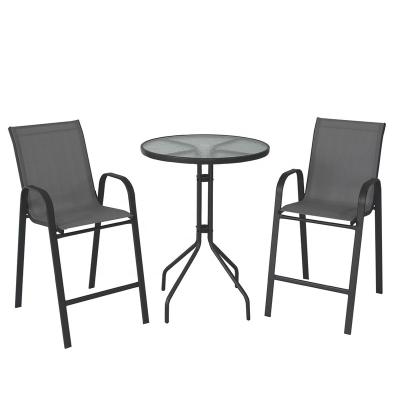 China Modern Outdoor Furniture Textline Bar Table Garden Furniture Set and Chairs Bar Set of 3 for sale