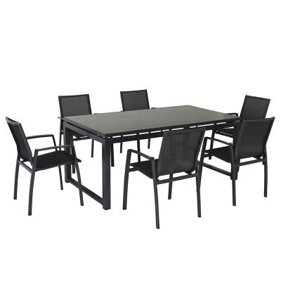 China Modern Outdoor Furniture Outdoor Furniture Textline Dining Table And Chairs Set Garden Furniture Set Of 7 for sale