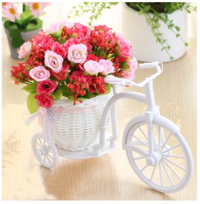 China Nostalgic Natural Touch Bicycle Artificial Flower Decor Plant Stand for Table Flower Centerpiece Home Decoration for sale