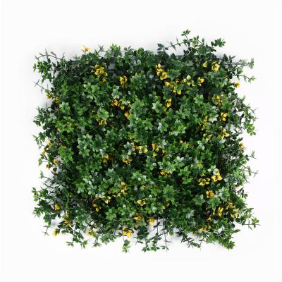 China Greenery Modern Plastic Grass Boxwood Panels Fence Artificial Flowers Green Wall Decoration for sale