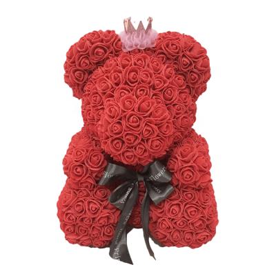 China 40cm PE Foam Flower Bear Artificial Rose Teddy Bear With Box Best Gift Free Samples Valentine's Day Gift For Valentines Day Anniversary Birthdays for sale