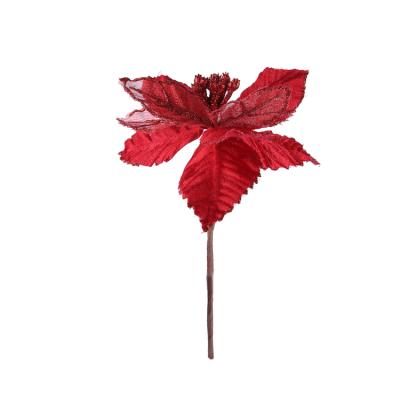 China Hot Selling Special Real Touch Nature Poinsettia Flower Christmas Artificial Flowers Christmas Decoration Flowers for sale