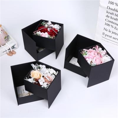 China Souvenirs Wholesale Artificial Foam Rose Flower Gift Box Rose Double Spinning Valentine's Day Gift For Mothers Day for sale