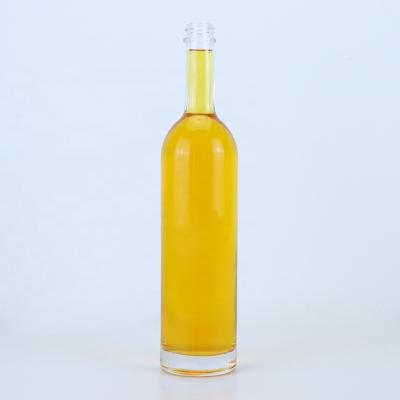 China Custom Logo 700ml 750ml High Flint Round Shape Glass Bottle with Screw Top Finish for sale