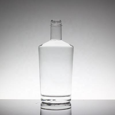 China Crystal Flint Glass 750ml Round Vodka Glass Bottles with Glass Collar Manufacturers for sale