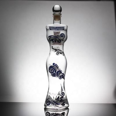 China Beautiful Women Body Shaped Glass Bottle with Cork Sealing Type for sale