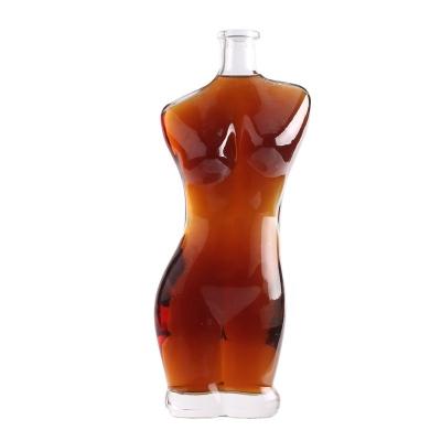 China Colarinho de vidro 75cl Lady Body em forma de garrafa de vidro para vinho Liquor Vodka Design criativo à venda