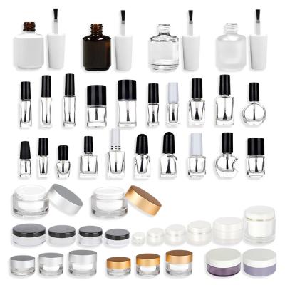 China Empty Dip Powder Cream Glass Cosmetic Jars Gel Nail Polish Bottle Acrylic Plastic Luxury Te koop