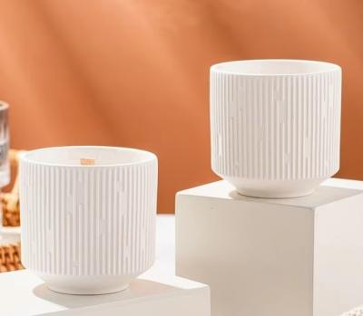 China Custom Logo Decorative Nordic Small Custom Wholesale Empty Ceramic Candle Container Luxury Candle Jar Vessels for sale