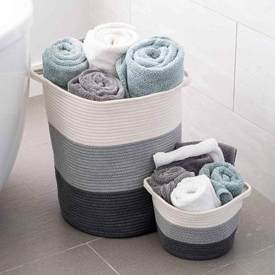 China China Viable Factory Direct Customized Design Colors Living Room Decor Living Room Cotton Rope Basket Home Basket Viable With Handles for sale