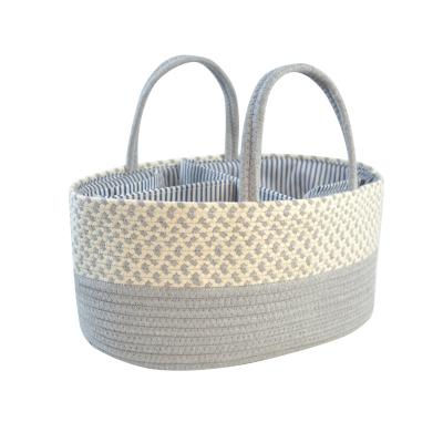 China China Viable Factory Direct Customized 100% Design Colors Cotton Rope Diaper Basket With Handles for sale