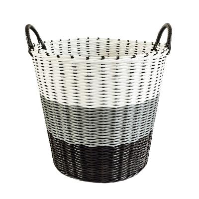 China Sustainable Price Plastic Rattan Look PP Laundry Baskets Woven Wholesale Laundry Storage Baskets for sale