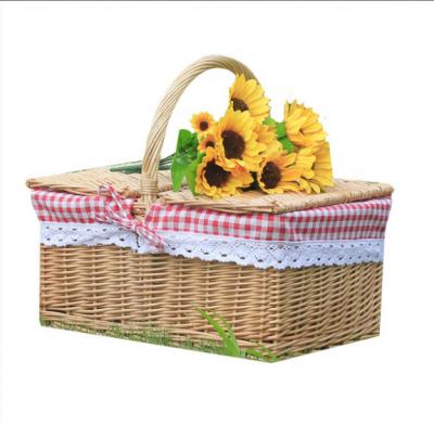 China Hot Selling Handmade Modern Rattan Basket Wicker Basket Rectangle Travel Garden Picnic Storage Basket for sale