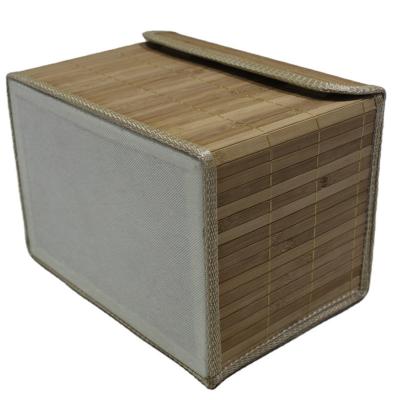 China 2021 viable new next modern bamboo storage basket with lid cover fabric rectangle storage box wholesale for sale