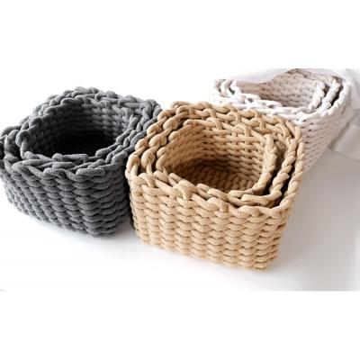 China Customized Viable Portable Home Storage Basket Set Laundry Hamper Decor Living Room Bedroom Storage Basket for sale