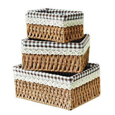 China Wholesale Custom Handmade Woven Storage Toy Jewelry Storage Basket Paper Rope Storage Basket Organizer Viable for sale