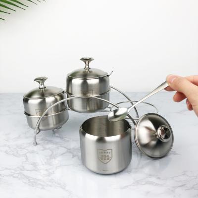 China 304 Stainless Steel Sustainable Kitchen Seasoning Pot Salt Shaker Sugar Bowl Pot Kitchen Supplies for sale