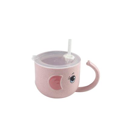 China Kids Anti-fall Elephant Water Cup Food Grade Material Stocked Plastic Drink Cup With Straw for sale