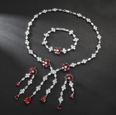 China CLASSIC 3 IN Exaggerated CZ Bridal 1 Dress Wedding Accessories Even 2 Layer Jewelry Sets for sale