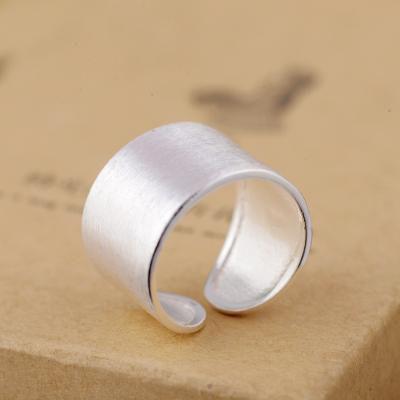 China Wholesale THATSJEWELRY S925 Simple Silver Plain Process Silver Drawing Opening Simple Plain Silver Ring for sale