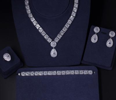 China Wedding 4 In 1 Sets Of Dubai Bridal Zircon A.A.C. Zircon Evening Wedding Dress Jewelry Accessories for sale