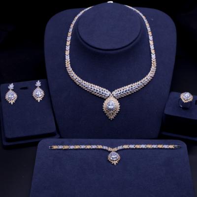 China CLASSIC 4 in 1 Gorgeous Fashion Micro Zircon Stone Pave Women Bridal Dubai Wedding Jewelry Sets for sale