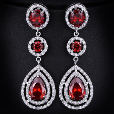 China Zircon Drop AAA Water Brincos Luxury Bride Wedding Jewelry CLASSIC Long Glittering Drop Earrings for sale