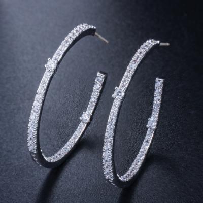 China CLASSIC Fashion Round Hoop Micro Pave Big Round Zircon Circle Earrings For Women Statement Jewelry EU 004 for sale