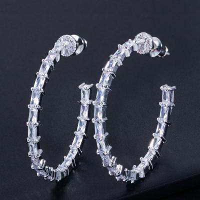 China Fashion Big Circle Round CLASSIC Zircon Round Stud Earrings For Women Statement Jewelry EU 001 for sale