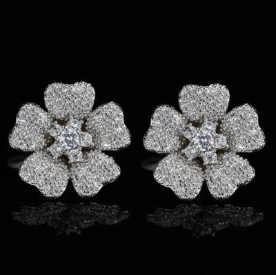 China CLASSIC Female Stud Earrings Zircon CZ Crystal Micro Inlay Flower Earrings For Women for sale