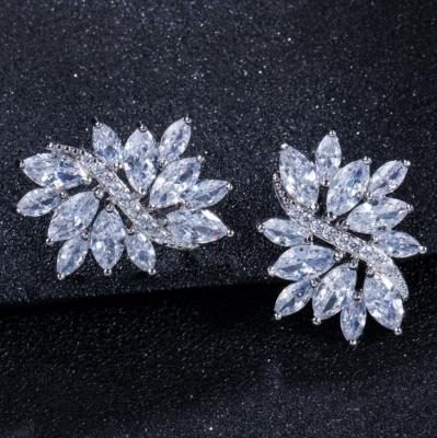 China CLASSIC Luxury Austrian Clear CZ Earring For Women Fashion Elegant Party Stud Earrings for sale