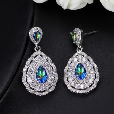 China CLASSIC Exquisite Wedding Party Prom Bride Evening Dress Bridal Austrian Zircon Teardrop Earring for sale