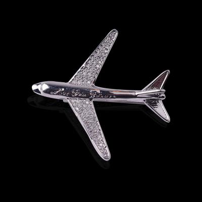 China Micro Pave Vintage Brass Vintage Airplane Pin Pin Finding Flat Pin Airliner Pins for sale