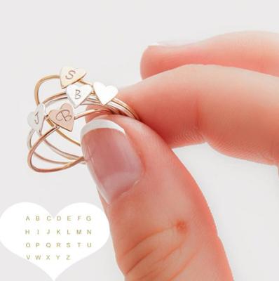 China 2019 CLASSIC Minimalist Heart 26 Letter Custom Ring for sale