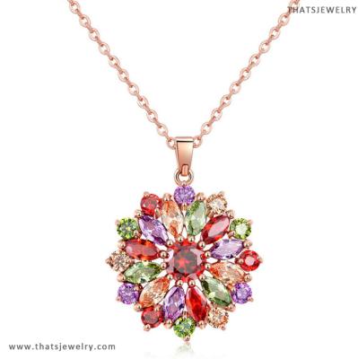 China Colorful Round Stylish Designer ALLOY Flower Chain Necklace Pendant With Gift Fashion Thatsjewelry High Quality N-1005 for sale