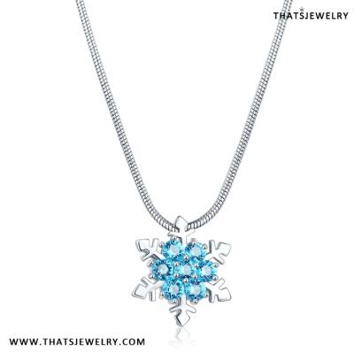 China Fashion Solitaire Snowflake Crystal Rhinestone Green Ice Queen Pendant Chain Necklace for sale