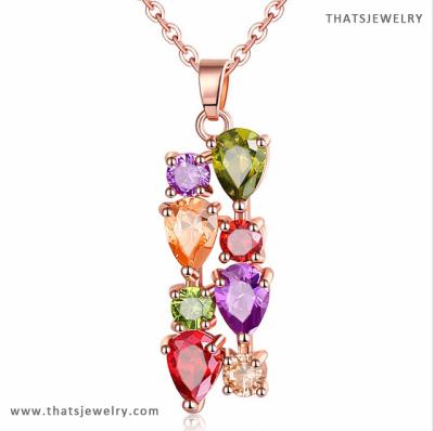 China High Quality ALLOY Teardrop Zircon Bridesmaids Colorful Gift Necklace Pendant With Chain Thatsjewelry N-1002 for sale