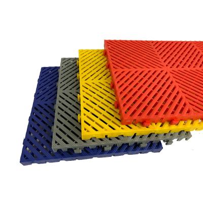 China Magicmat Anti-Slip 9 Pcs Interlocking Shower Mats Rubber Floor Tiles With Indoor And Outdoor Wet Area Mat Cushion Non-Slip, Drain 11.8