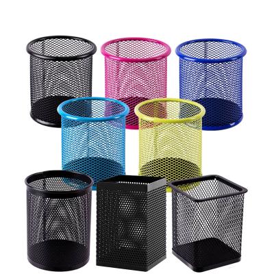 China Durable Round Steel Mesh Pen Pencil Desk Holder Organizer China Factory for sale