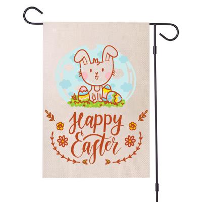 China European Holiday Decorations New Spring Easter Egg Bunny Linen Garden Flag For Outdoor Home Decor Customize Flag for sale