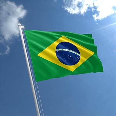 China Wholesale Custom Super-Poly Indoor Outdoor Brazilian Decor Cheerleader Soccer Flag Size 3*5 FT Brazil Hanging National Flag for sale