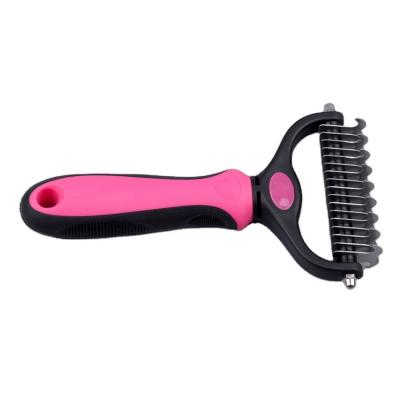 China Large Size Pet Home Dematting Brush Self-cleaning Pet Tool Double Sided Cleaning Comb For Dogs And Cats for sale