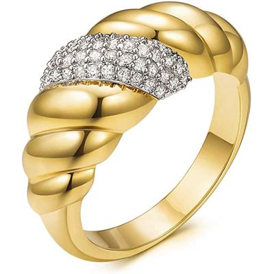 China Europe and America 18k Casual / Sporty Torus Gold Rings With Zircon Stone Jewelry Gold Plated for sale